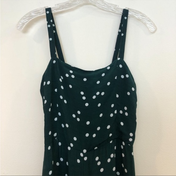 Faithfull the Brand Green Polka Dot Strappy Flare Ruffled Jumpsuit Women's Small - Picture 3 of 6
